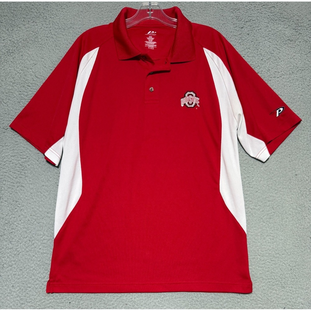 Vintage Pro Player Ohio State Buckeyes polo shirt Mens Medium Red White